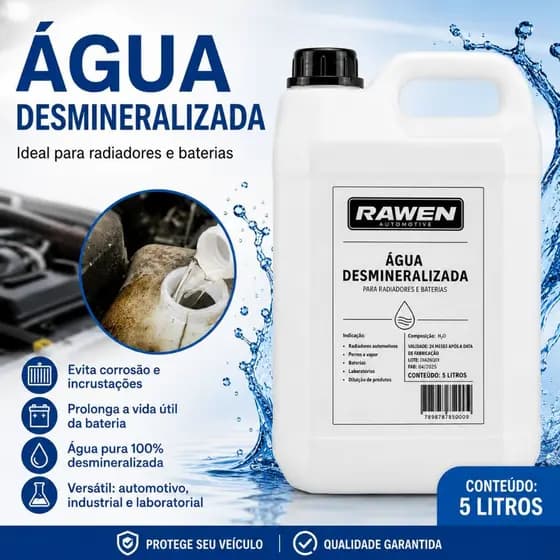 Água Desmineralizada 5 Litros para Radiadores e Baterias