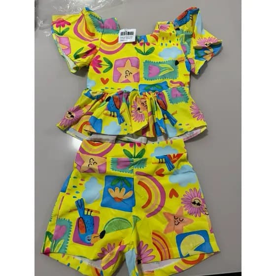conjunto infantil feminino, conjunto estampado para menina,conjunto fresquinho,conjuntinho estampa divertida de menina.