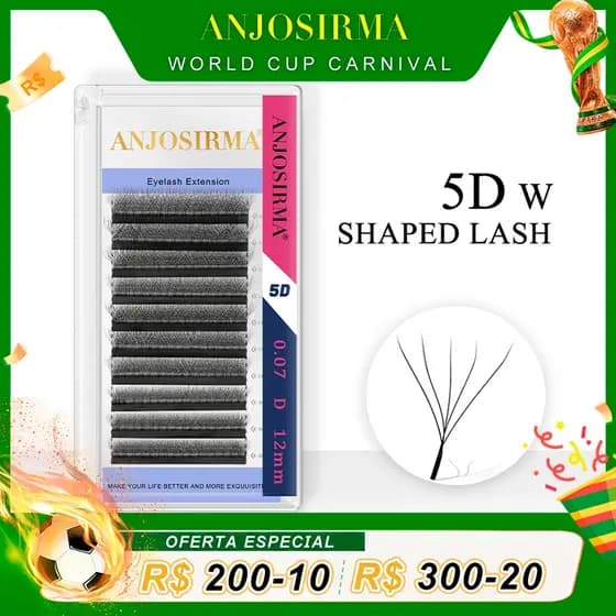 ANJOSIRMA 5D W Extensões De Cílios Em Forma De 0.07 L/C/D/DD Faux Mink Natural Pestanas Profissionais Suaves