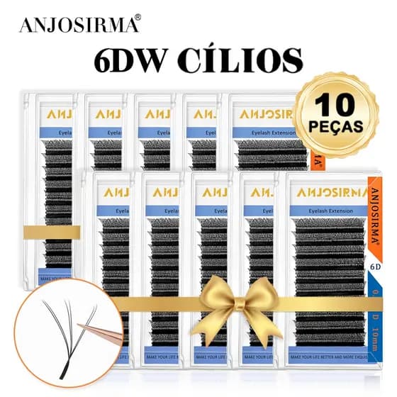 10 Peças ANJOSIRMA Pontas Duplas 3D Cílios 6DW Forma Extensão De Preço De Atacado Do Fabricante