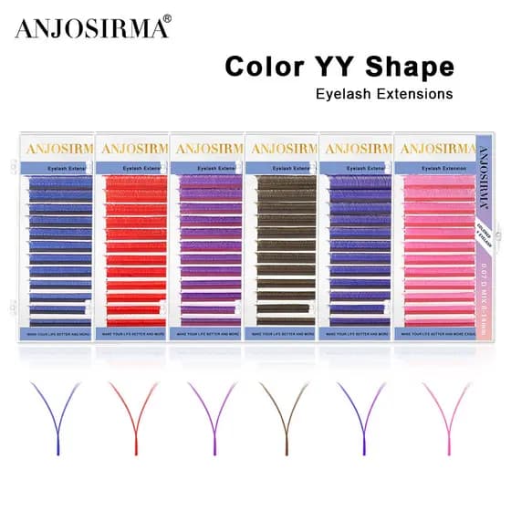 ANJOSIRMA Colorido YY Cílios Extensão, 12 Linhas