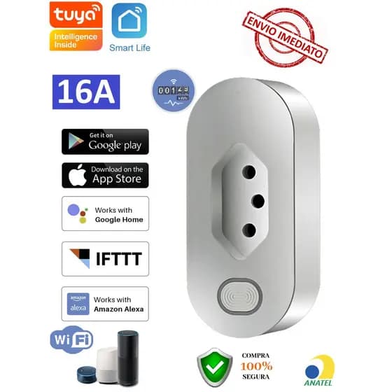 Tomada com WIFI Inteligente Smart Home 16A bivolt Monitoramento