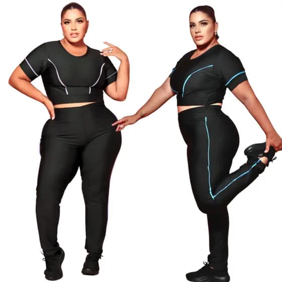 Conjunto de academia Plus Size Legging E Cropped Manga 44 Ao 54 curves feminino