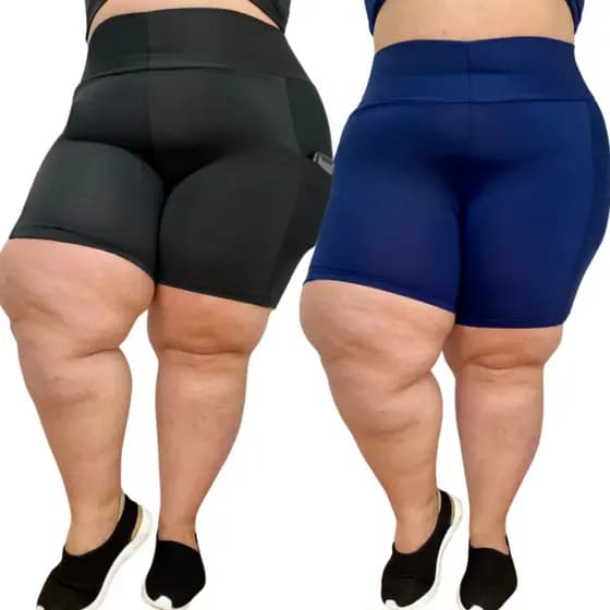 Kit 2 Shorts Plus size feminino Com Bolso Fitness GG XGG EXGG (44 ao 54) modelo curves