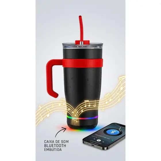 COPO 1,2L COM CANUDO DE INOX - COM CAIXA DE SOM