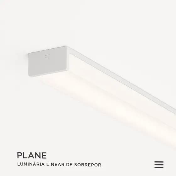 Luminária Plane Linear Sobrepor Led Stella STL23941 120cm 32W 3000K 4000K Teto Escritório Comercial