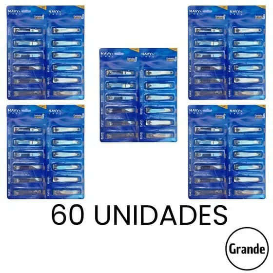 Kit 60 Cortador De Unha Grande 8cm Aço Inox Com Lixa Interna Manicure Pedicure
