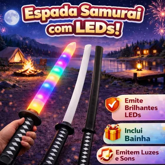 Espada Ninja Brinquedo Criança Samurai Fantasia Bainha LED Pilha Luzes Sons Sensor Movimento Plástico Menino