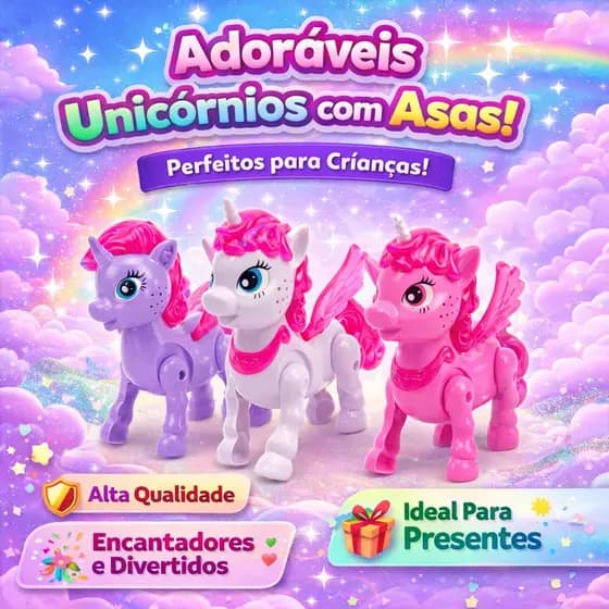 Unicórnio Brinquedo Encantado Criança Infantil Anda Musical Luz Som Pilha Menina Pônei Cavalo Colorido