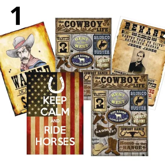 Conjunto com 5 quadros country para decoração de alta qualidade feito em MDF Adesivados