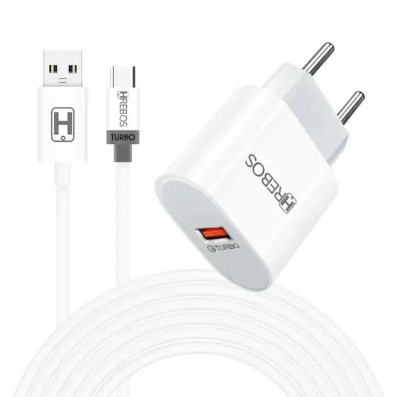 CARREGADOR TURBO POWER 18W TOMADA USB - HREBOS HS351 ACOMPANHA CABO TURBO MICRO USB V8