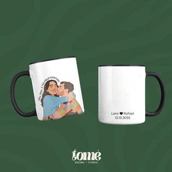 Caneca personalizada ilustração / desenho - Presente para dia dos pais, casal, família, amigos