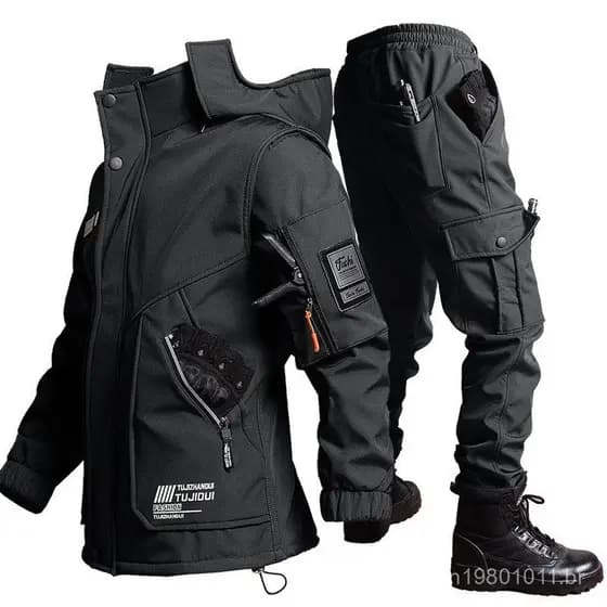 Roupas de assalto masculinas 2024 novo conjunto de roupas militares verdes ao ar livre, casaco de inverno macio, táticas