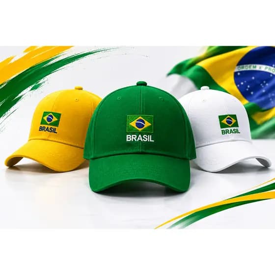 Boné do Brasil Infantil Crianças Bandeira Neymar Copa do Mundo 2026 Multicores