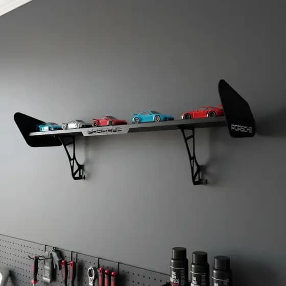 Prateleira Industrial Em Aço + 4 Carrinhos Coleção Parede Estante Suporte Rack Aerofolio Decoração