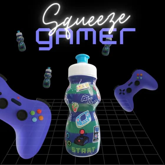 Kit com 10 Garrafinhas Squeeze Infantil 200ml GAMER