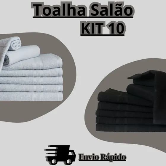 Kit 10 Toalha Rosto Salão De Beleza Barbearia Estética Algodão Cor Preta E Branca Alta Absorção