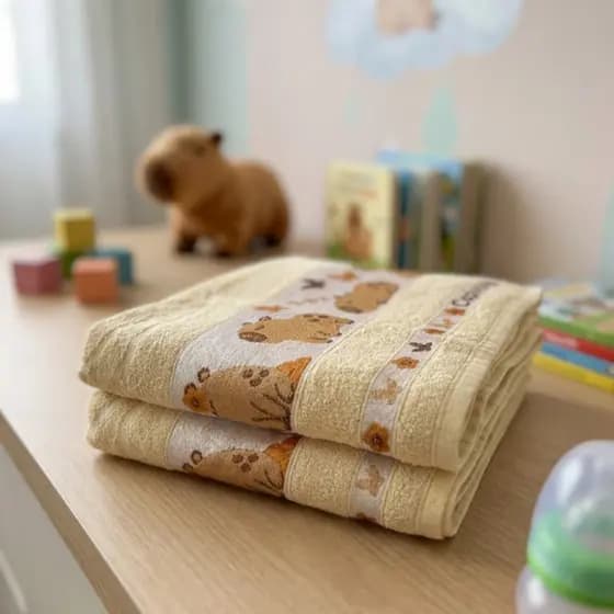 Toalha de Banho Infantil Capivara 100% Algodão Grande