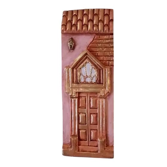 Quadro de Parede Decorativo Casinha Rosa C/Ouro