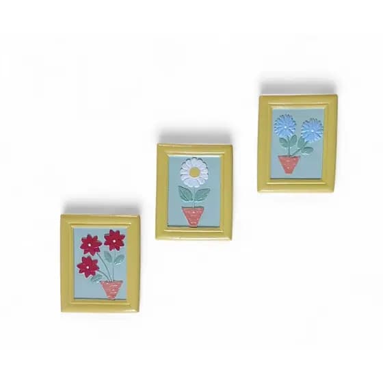 Kit Quadrinhos de Parede 3 Quadros Decorativo Amarelo