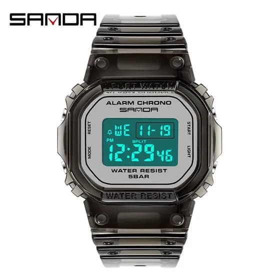 SANDA 2009 Moda Esporte Relógio Presente Do Amante Pulseira Transparente LED Digital À Prova D'água Senhoras Eletrônico-