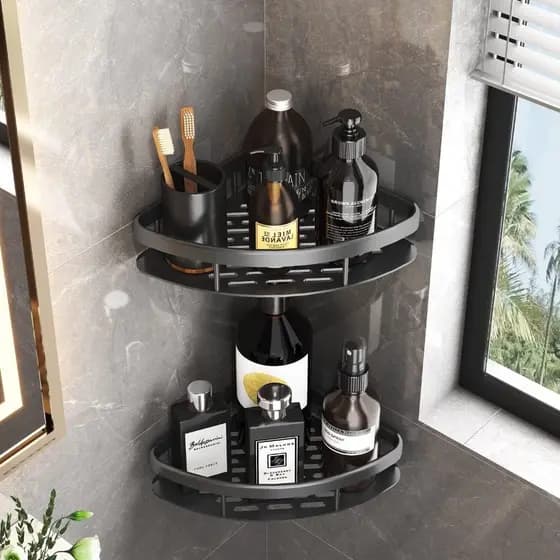 2 Prateleiras Multiuso Canto Em L Banheiro Acessórios Casa Restaurante Apartamento Moderno Prático