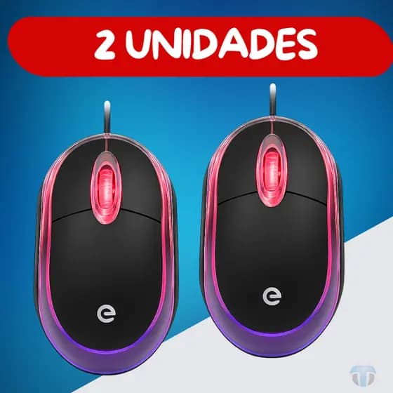Kit 2 Unidades Mouse USB Óptico Com Fio Para Notebook e PC Desktop