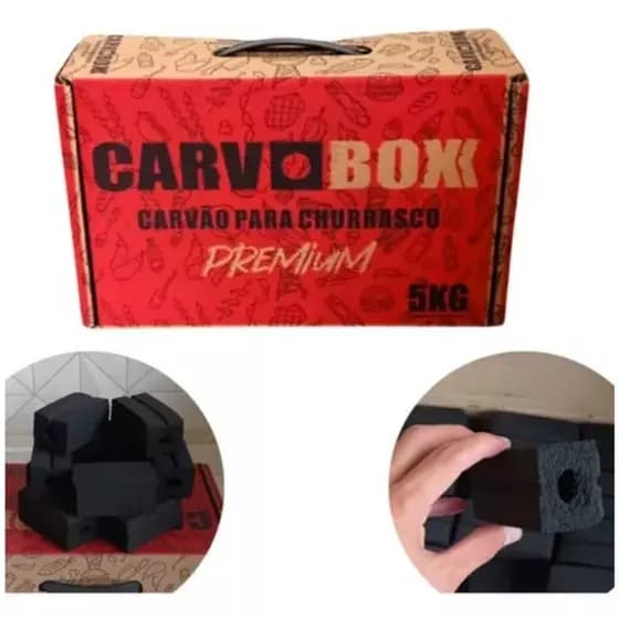 Carvão Ecológico Caixa 5kg Para Churrasco Sem Fumaça + Calor, Não suja Carvao de coco Premium