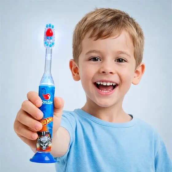 Escova de Dentes Infantil Hot Wheels com LED Temporizador Pisca 2 minutos Original Condor