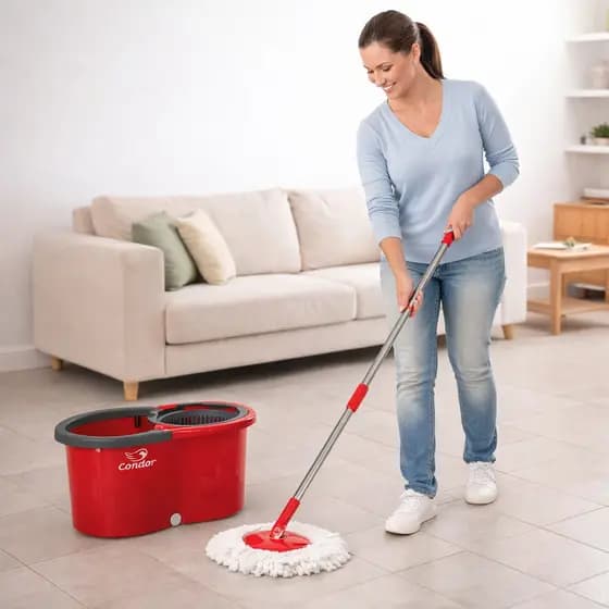 Mop 360 Condor Original com Balde Centrífuga e Refil de Microfibra Esfregão 360