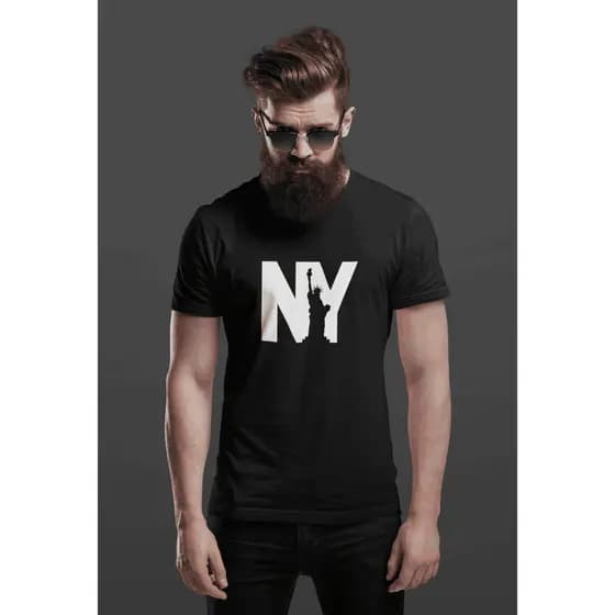 Camisa masculina estatua ny reforço no ombro100% algodão Manfinity envio imediato