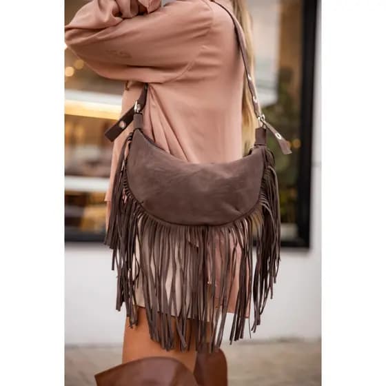 Bolsa feminina camurça de franja country alça regulável lançamento boho chik