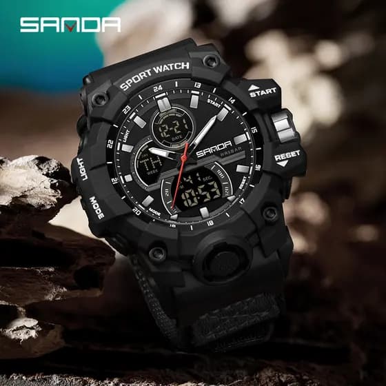SNADA 6198 Relógio Eletrônico Masculino Com Display Duplo Para Esportes Ao Ar Livre-5