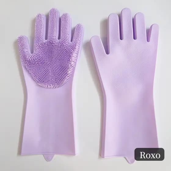 Luva Mágica Multiuso Silicone Lava Louça Pet e Carro(3 Par, Roxo)