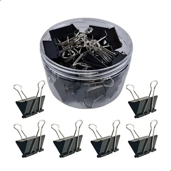 Kit 12 Clips Grampo Prendedor Borboleta De Papel Binder 51mm