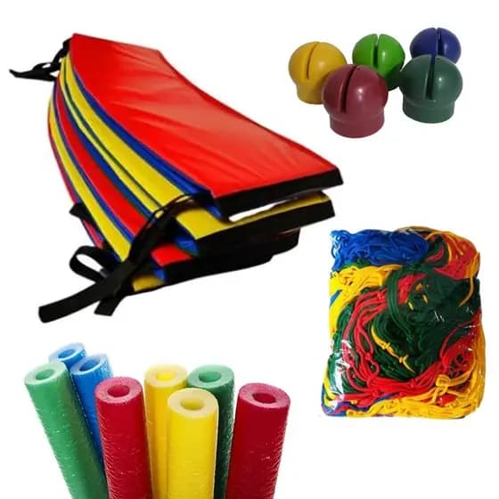 Acessórios Para Cama Elástica 2,44m - Protetor De Molas 2,44m + Rede De Proteção 2,44m + 6 Isotubos + 6 Ponteiras