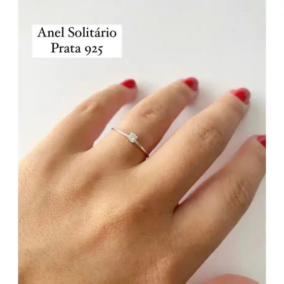 Anel Feminino Solitário Delicado e Elegante– Prata 925 Com Pedra 2MM
