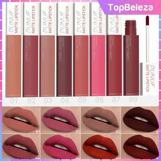 Batom Matte Aveludado DUNUF, Batom Clareador, Batom Antiaderente, Gloss Labial Antiaderente, Batom Matte Clareador