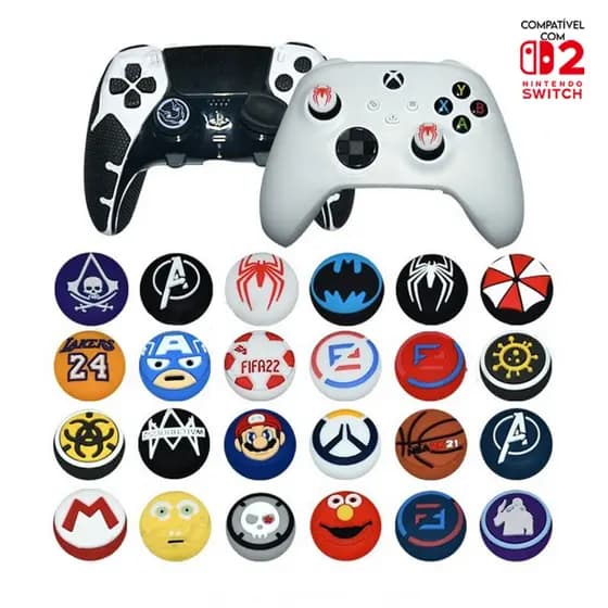 (B) Par de Grip Super Heroi para controle Ps3,Ps4, Ps5, Xbox One, Xbox X/S, Switch 2 Ótima qualidade, Envio imediato