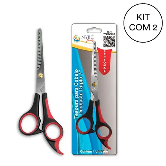 Kit 2 Tesoura P/ Cabelo Desbaste Simple 6 1/2" - 165Mm NYBC