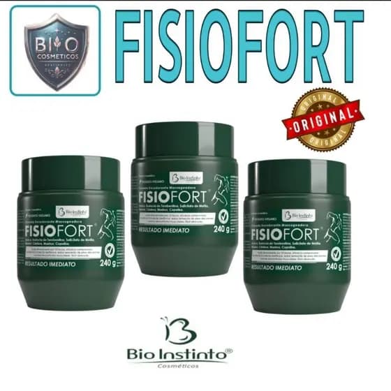 Kit 3 Fisiofort Verde Pomada Massageadora 240gr Pote - Bio Instinto