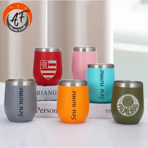 Copo Térmico 360ml Cuia Diversas Cores Personalizado a laser - Aço Inox
