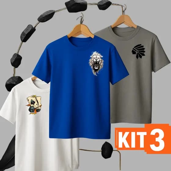 KIT 3 camiseta masculina , camisa algodão masculina , camisa masculina ,camisas masculinas 100% algodão
