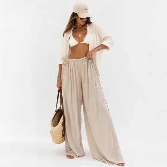 Calça pantalona casual ou praia aladim versátil PP P M G e GG modelo 2em1