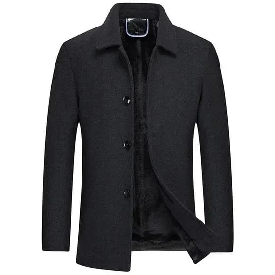 Casaco de Lã Masculino Casual de Negócios com Forro de Lã, Ajuste Slim, Quente e Grosso, para Outono e Inverno,Casacos