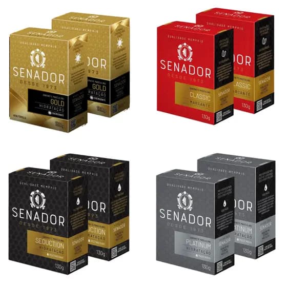 Kit 8 Sabonetes Senador Masculino 130g Classic Platinum Gold Seduction Em Barra Perfume Intenso