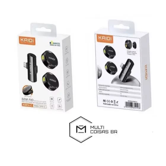 Microfone Lapela sem Fio Duplo Kaidi Kmf4-c Wireless Tipo C