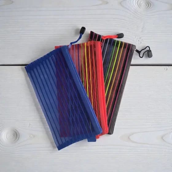 Kit 3 Estojos Nécessaire Nylon Mesh Transparente - Organizador Premium