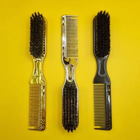 KIT 2 Escova dupla face, pente desembaraçador de dupla face - PRATA E PRETO