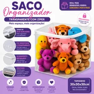 Kit 3 Organizador de Brinquedos Infantil Guarda Roupa Armário PVC 30x30x30 Saco Resistente